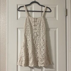 Aeropostale White Lace Corset Lace Up Women’s Dress Size M